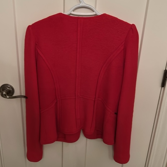 BCBG Paris red ruffle zip front sweater/jacket, size M - Picture 6 of 6